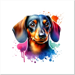 Bright Watercolor Dachshund Posters and Art